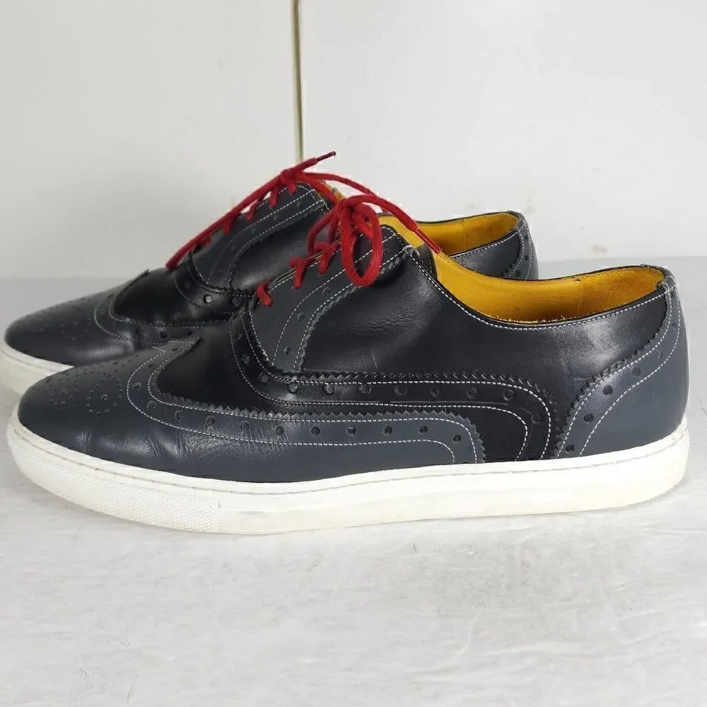 Undandy Men's EU42-43 US9-10 Blue Wingtip Lace-up Oxford Dress Sneaker Shoes
